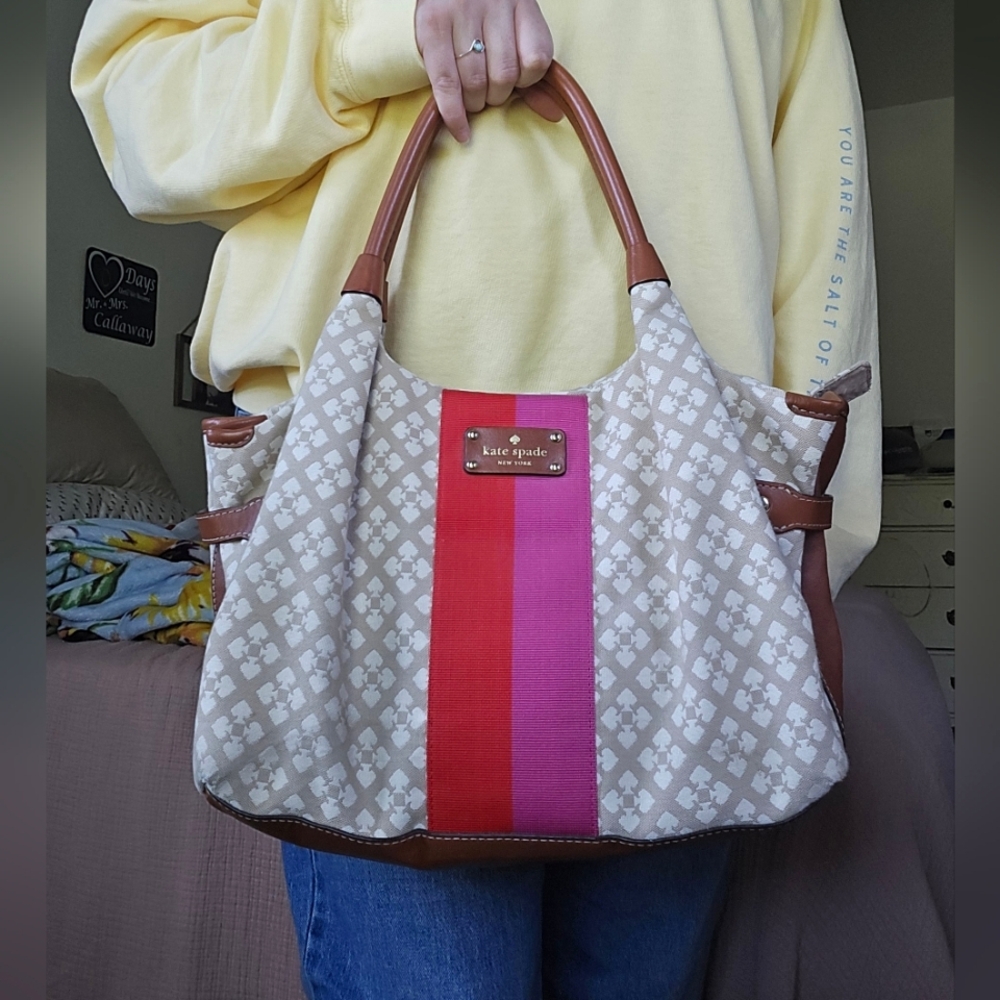 Kate Spade White and Pink Tote Bag